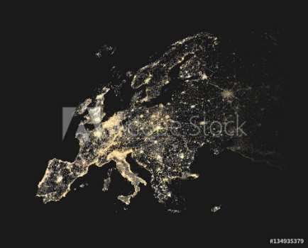 Picture of illustration of Europe city and communication lights map 